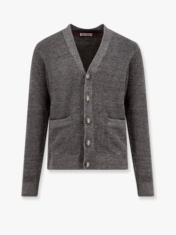 Linen and cotton cardigan with iconic buttons - BRUNELLO CUCINELLI - gender_Man