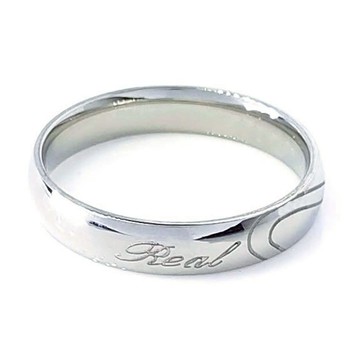 H4518銀色鋼戒 雕刻Real Love英文字  不生鏽316鋼 情侶戒指 男戒女戒 韓系飾品 尾戒