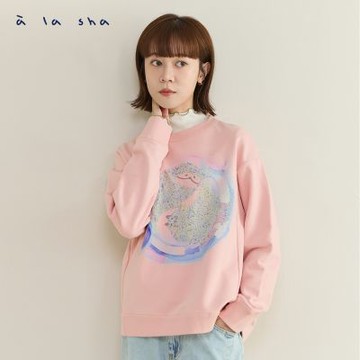 a la sha 抹茶Q咪泡泡世界繡花印棉T