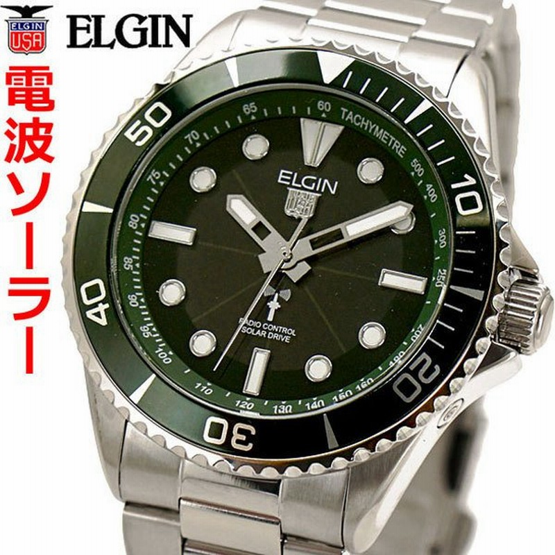 エルジン Elgin 電波ソーラーウォッチ 腕時計 10気圧防水 太陽電池 メンズ 男性用 グリーン文字盤 Fk1427s Grp 通販 Lineポイント最大get Lineショッピング