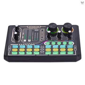 P16 黑色 調音臺直播聲卡 伴奏 發光按鍵 動態音效 11個氛圍特效 4種暖場音樂 12種電聲 適用遊戲/直播/唱歌
