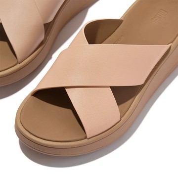 fitflop F-MODE 皮革厚底交叉涼鞋-沙棕色