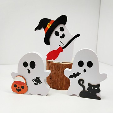 萬聖節幽靈 木質工藝品 擺飾 桌面擺飾 盆栽擺飾 擺件 裝飾品 居家佈置 派對裝飾 【BlueCat】【HW0351】