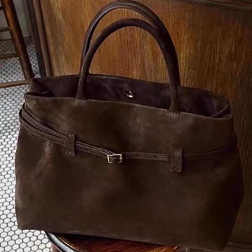 網紅savi同款2024秋冬復古磨砂麂皮皮帶扣手提單肩包托特包包韓版