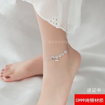 💍限時下殺💍S999純銀五帝錢腳鏈S925純銀女簡約招財銅錢金錢鈴鐺小衆腳飾七夕