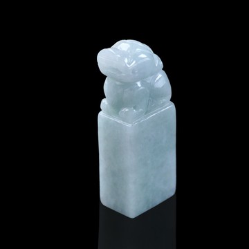 【招財神獸】淡綠翡翠貔貅玉印章 | 天然緬甸玉翡翠A貨 | 送禮