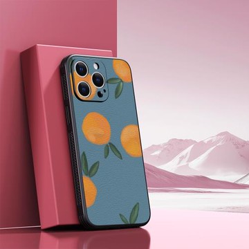 Ice Master原創藍底多個手繪橘子適用iPhone17promax個性硅膠軟殼藝術蘋果15手機殼攝像頭全包防摔14保護套16