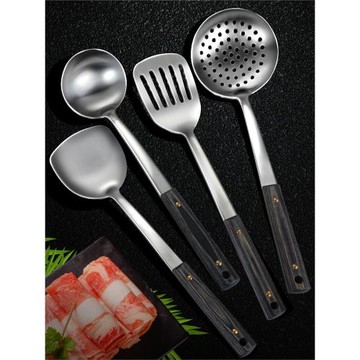 316不銹鋼家用鍋鏟勺套裝廚房中式木柄粥勺湯勺炒菜鏟子漏勺煎鏟