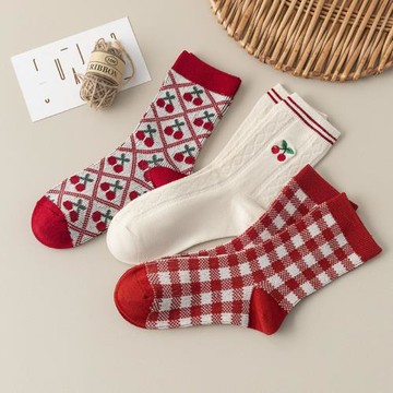 半年記屬兔新款女長筒紅襪子