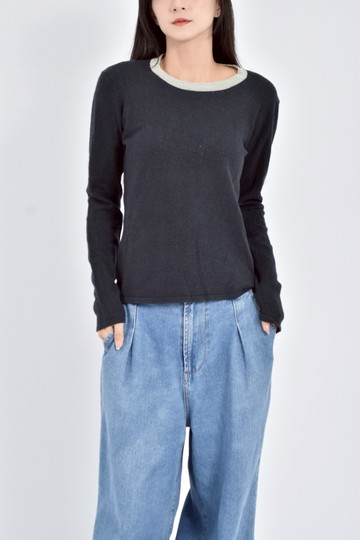 (S) dkny棉質黑色長袖上衣