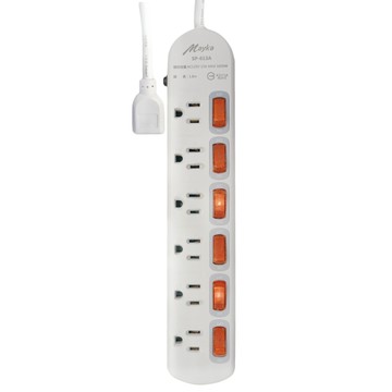 Mayka 明家 電腦用6插6開關 15A  1.8m  白色  1條