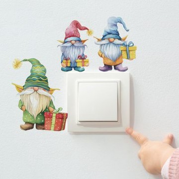 【MR.ZAKKA】創意萬用裝飾貼紙-聖誕節主題 卡通聖誕小矮人 節慶布置 DIY可移式壁貼 無痕壁貼 牆貼