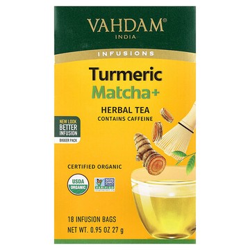 VAHDAM India, Infusions，草本茶，姜黃抹茶+，18 液袋，0.95 盎司（27 克）