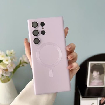 s23ultra磁吸手機殼新款高級感金屬漆色全新帶鏡頭膜適用s23保護套s23+magsafe無線充s22創意男女s21硅膠防摔