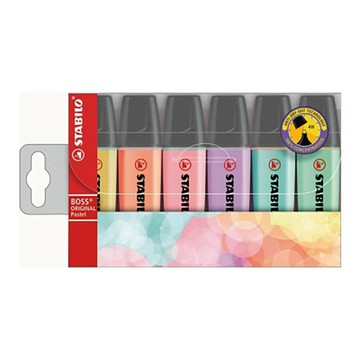 STABILO 德國 思筆樂 BOSS ORIGINAL Pastel 波士馬卡龍色經典螢光筆 6色組 /盒 ST70/6-2