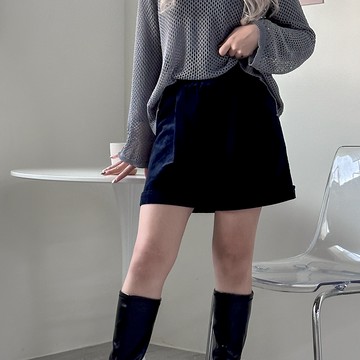 【Fee隔日到貨3色】前打摺燈芯絨下擺反摺鬆緊A字短褲🌸燈芯絨褲 直筒A字褲 防曝光安全褲 秋冬穿搭 韓系穿搭