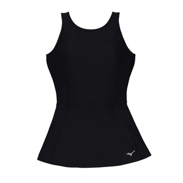 MIZUNO 女連身裙泳衣-泳裝 游泳 海邊 戲水 N2MAAC1391 黑銀