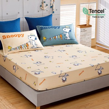 SNOOPY床包組-內含床包+枕套/300織天絲/SN142小魚探險