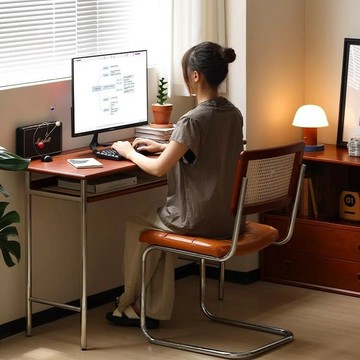 公司貨 附發票 免運 實木書桌小戶型復古家用辦公電腦桌簡約梳妝臺中古書房寫字工作臺