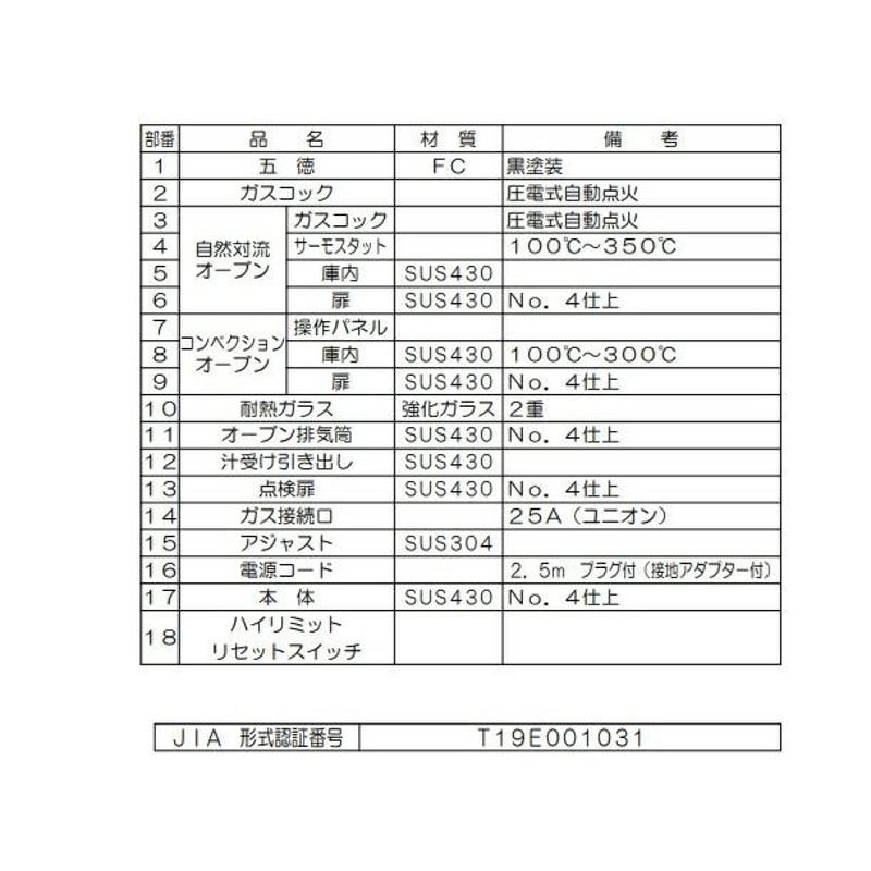 RGR-187XD （旧型番：RGR-187XC） マルゼン NEWパワークックガスレンジ