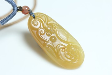 【龍鳳呈祥】天然黃龍玉吊墜 項鏈 掛件玉墜