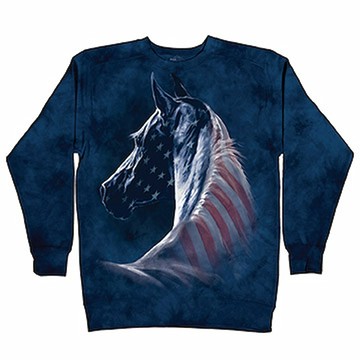 【摩達客】(現貨) 美國進口The Mountain 愛國馬頭像 厚棉休閒運動衫