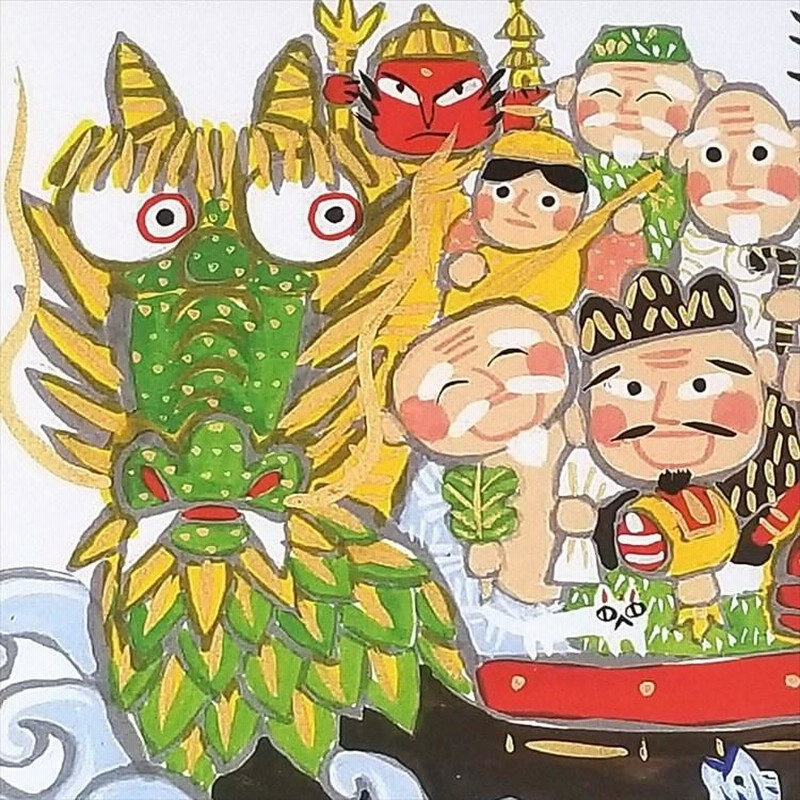 アートパネル 海 絵画 糸井忠晴 七福神 竜宮の船 海 お正月飾り