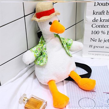 鴨子玩偶毛絨卡通沖鴨斜挎包卡通沖鴨包加油鴨玩偶背包學生小包1入