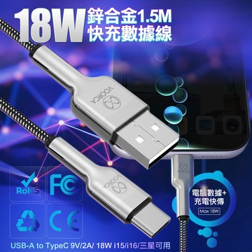 VOORCA 酒杯3D雙色鋅合金充電傳輸線 Usb to Type C-1.5M-2入