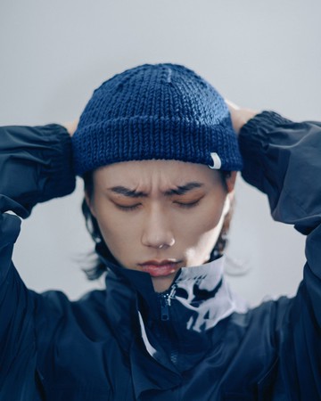 K021 手工編織超短圓頂毛帽水兵帽 - 深藍