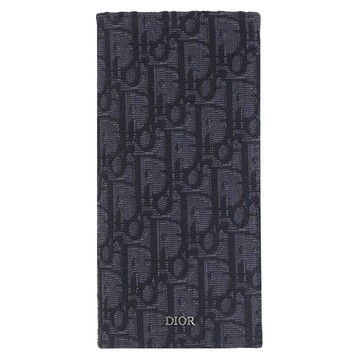 Christian Dior Oblique 經典滿版緹花對折長夾.黑