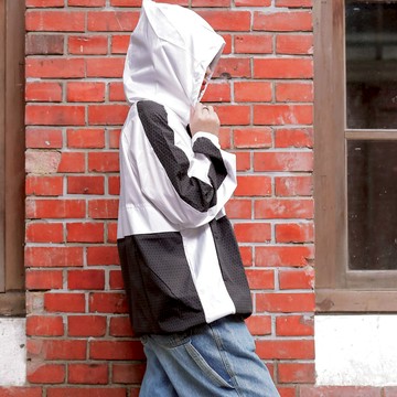 SOLAXIA反光印花系列 拼接連帽風衣-銀線款