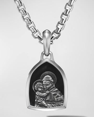 Men's St. Anthony Pendant in Silver, 21.8mm