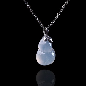 冰種翡翠葫蘆項鍊 18K金墜頭 | 天然緬甸玉A貨翡翠 | 送禮