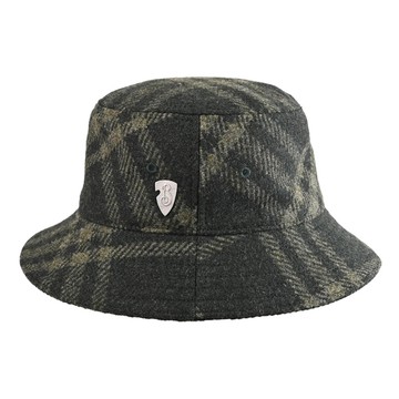 BURBERRY 8099442 盾牌LOGO標誌羊毛呢格紋漁夫帽.深綠
