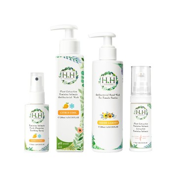 HH私密植萃抗菌潔淨露+私密潔淨舒緩噴霧+美白緊緻凝露+私密衣物抗菌手洗精