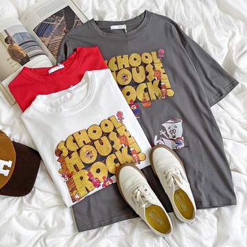 【ⓇⒺⓃⒶ 現貨馬上出】卡通印花舒適棉質短袖T恤/夏季/休閒/百搭/可愛【R20032】