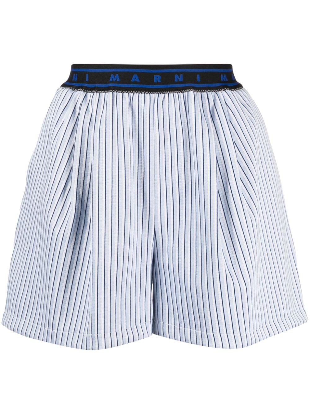 Marni - logo-waistband striped shorts - women - Cotton/Polyamide/Viscose/Elastane - 36 - Blue