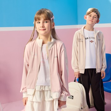 FILA KIDS 女童復古條紋織帶外套-粉色 5JKA-4311-PK