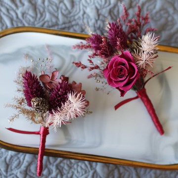 胸花 (乾燥花/永生花) - 節慶紅