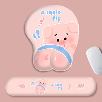 護腕滑鼠墊手腕墊 原創可愛小豬屁股護腕滑鼠墊3D立體異形辦公桌墊筆記本電腦鍵盤