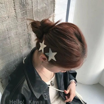 🍀初夏上新🍀韓系甜酷銀色拉絲星星髮夾女個性潮流無痕劉海夾簡約百搭邊夾髮飾
