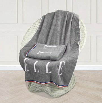 ELLE巴黎經典緹花浴巾-灰