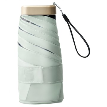 傘霸 Mini 扁柄六折傘 奶油綠 六骨 黑膠防曬