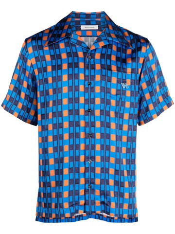 Wales Bonner - Highlife geometric-print bowling shirt - men - Viscose - 48 - Blue
