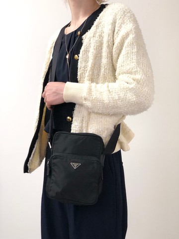 【日本直送 名牌中古包】PRADA 普拉達 側背包 黑色 三角標誌 尼龍 vintage 古董 cxvnfs