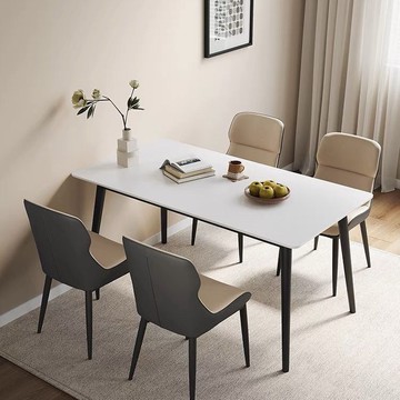 免運/開立發票 巖板全托意式餐桌家用小戶型現代簡約輕奢長方形餐桌椅組合桌子 最低價 快速出貨