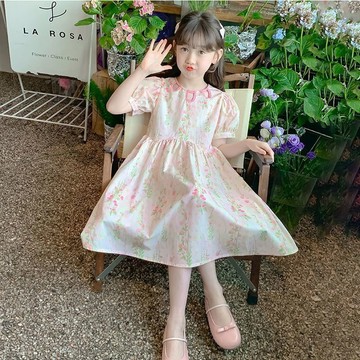 ATL 女童裙子 女童連衣裙 女童夏裝 女童裙子夏季2025新款鏤空碎花裙小女孩夏款公主裙兒童夏裝連衣裙
