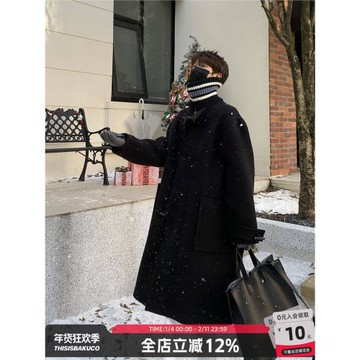 白口陽【阿羅那堡壘】韓版重工立領毛呢大衣加厚夾棉保暖呢子外套