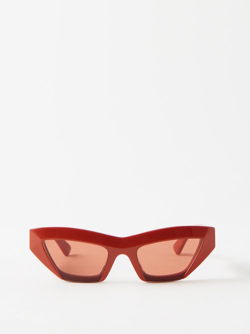 Bottega Veneta Eyewear - Cat-eye Acetate Sunglasses - Womens - Orange